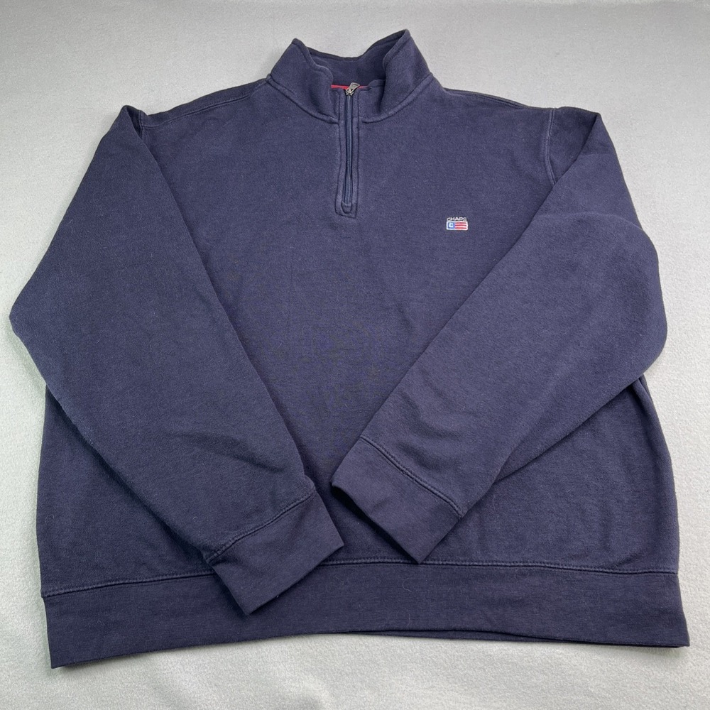 Chaps Men's Everyday Fleece Quarter Zip Pullover Sweatshirt XL Blue